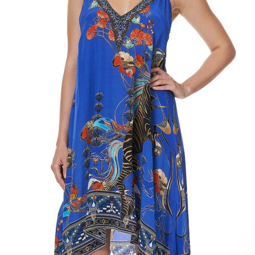 NWOT Camilla Tree of Life V-Neck Strappy Flare Dress sz S $599